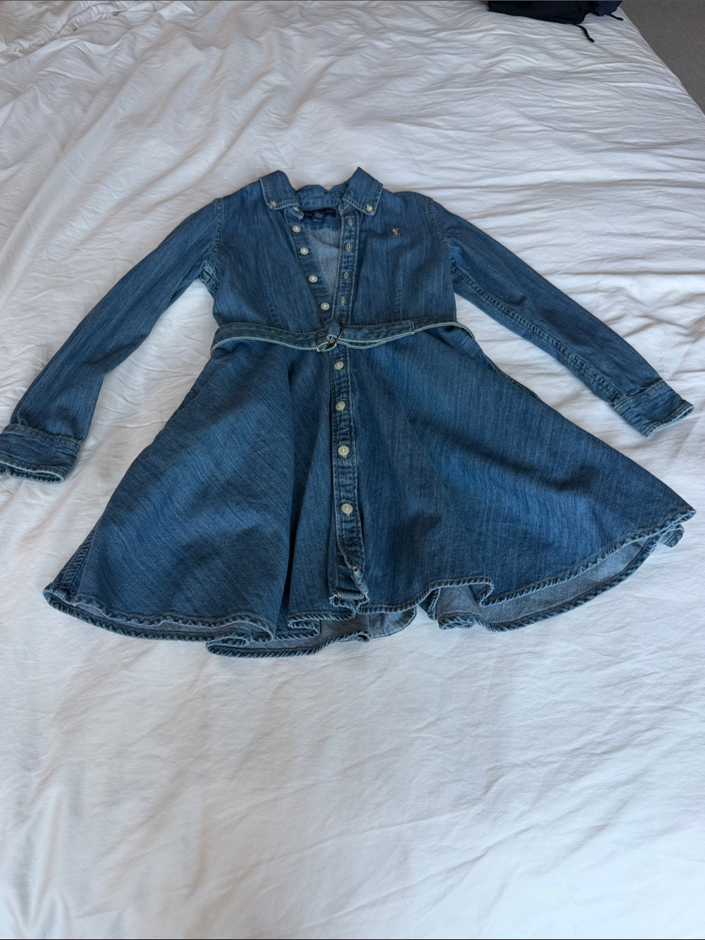 Ralph Lauren Girls' Denim Button-Front Dress - Blue